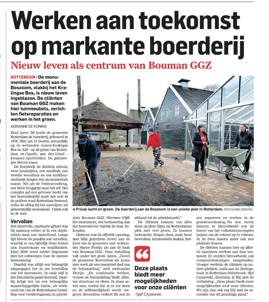 Artikel opening boerderij Boszoom in AD | Bouwadviesbureau | Oostelbos Van den Berg